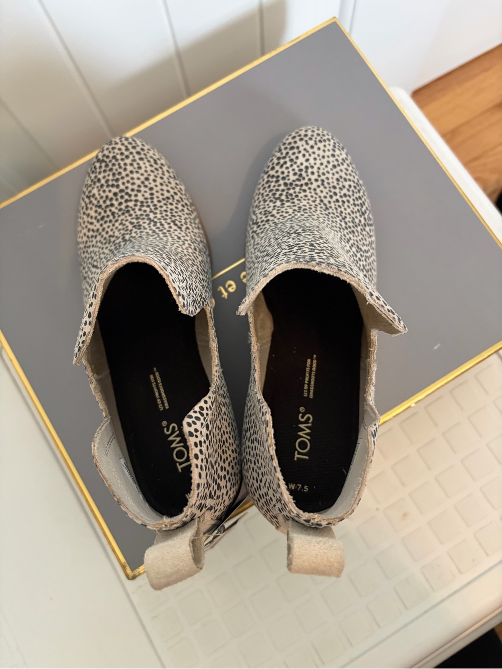 New Toms Ortholite Kallie Boot Women’s Size 7.5 mini Cheetah Print Suede Wedge - Picture 5 of 6